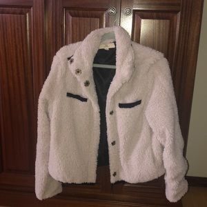 Cream Fuzzy Teddy Jacket. Size Large